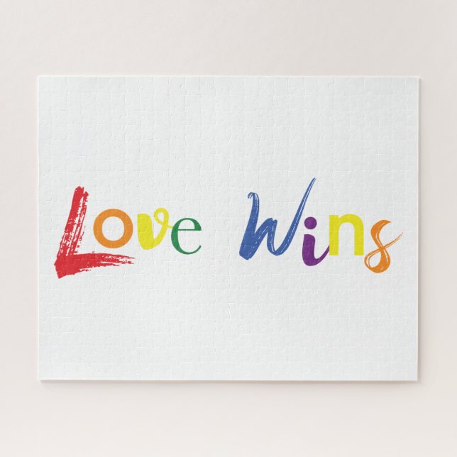 Colourful, cheerful, creative design of Love Wins Jigsaw Puzzle (Horizontal)