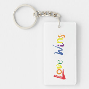 Colourful, cheerful, creative design of Love Wins Key Ring