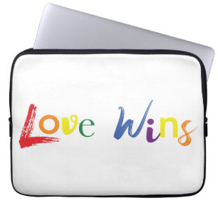 Colourful, cheerful, creative design of Love Wins Laptop Sleeve