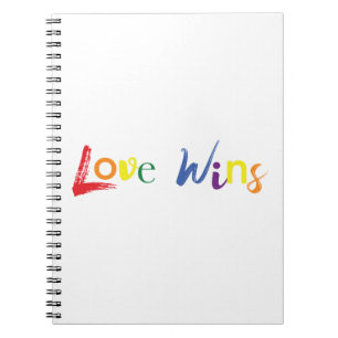 Colourful, cheerful, creative design of Love Wins Notebook