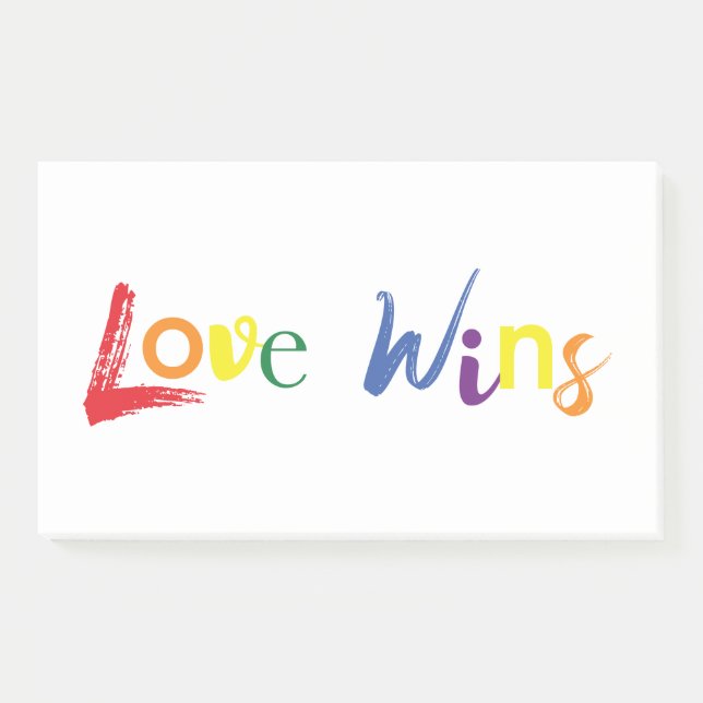 Colourful, cheerful, creative design of Love Wins Post-it Notes (Front)
