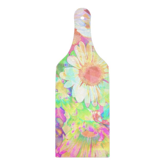 Colourful Cheerful Flowers Artsy Abstract Floral  Cutting Board (Front)