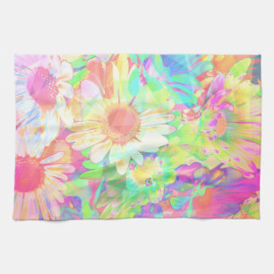 Colourful Cheerful Flowers Artsy Abstract Floral  Tea Towel