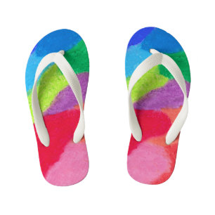 Colourful cheerful fun crayon design kid's thongs