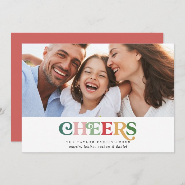 Colourful Cheers Happy New Year Landscape Photo Holiday Card (Front/Back)