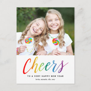 Colourful Cheers Holiday New Year Postcard