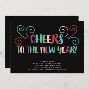 Colourful Cheers New Year's Eve Party Invitation