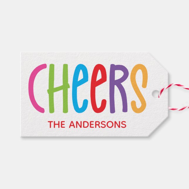 Colourful Cheers Personalised Gift Tags (Front (Horizontal))