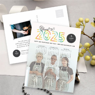 Colourful Cheers to 2025 Calendar New Year Photo Holiday Postcard