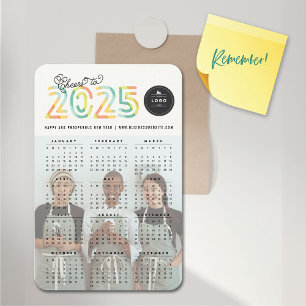 Colourful Cheers to 2025 Calendar New Year Photo Magnet