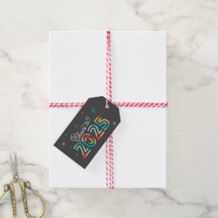 Colourful Cheers to 2025 Starbursts Happy New Year Gift Tags