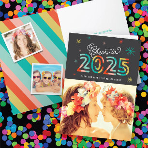 Colourful Cheers to 2025 Stars Happy New Year Phot Holiday Card