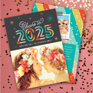 Colourful Cheers to 2025 Stars Happy New Year Phot Holiday Card