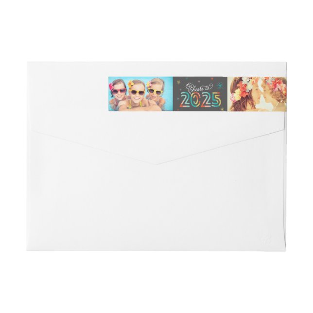 Colourful Cheers to 2025 Stars Happy New Year Phot Wrap Around Label (Back)