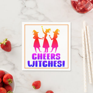 Colourful Cheers Witches Funny Halloween Party Napkin