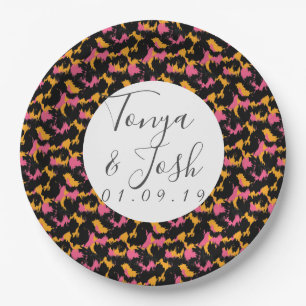 Colourful Cheetah Print Pattern Modern Wedding Paper Plate