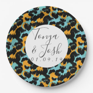 Colourful Cheetah Print Pattern Modern Wedding Paper Plate