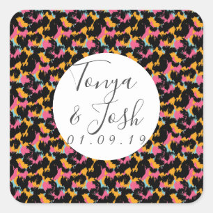 Colourful Cheetah Print Pattern Modern Wedding Square Sticker
