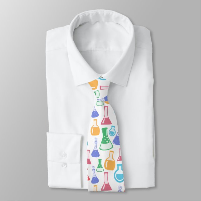 Colourful Chemistry Flasks Pattern Tie (Tied)