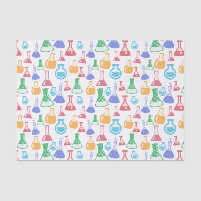 Colourful Chemistry Flasks Pattern Tissue Paper (Front)