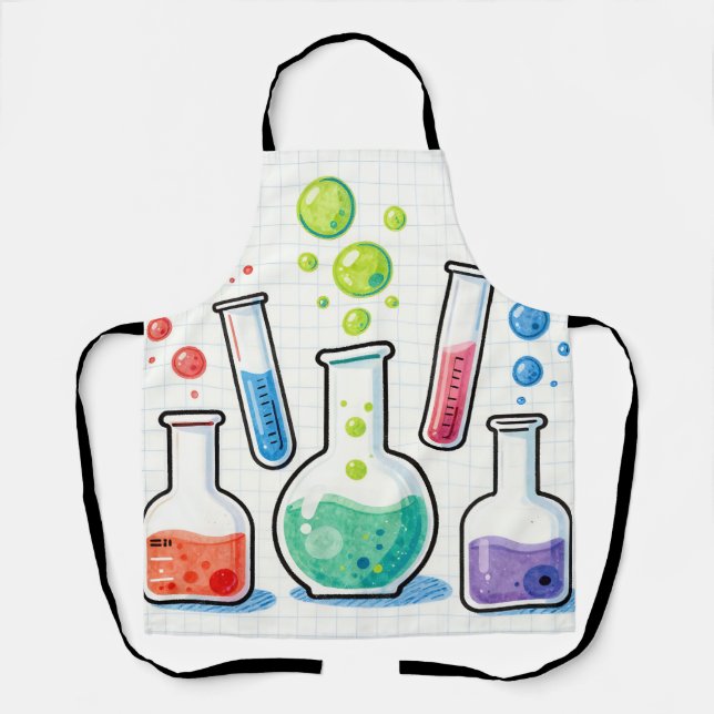 Colourful Chemistry Lab Glassware  Apron (Front)