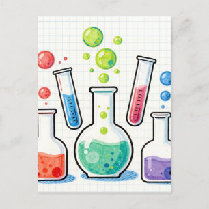 Colourful Chemistry Lab Glassware Postcard