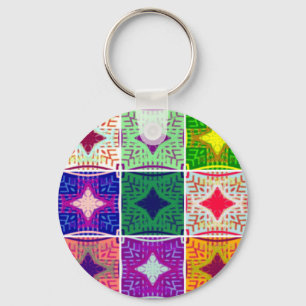 Colourful Chequerboard: A Starry Design Key Ring