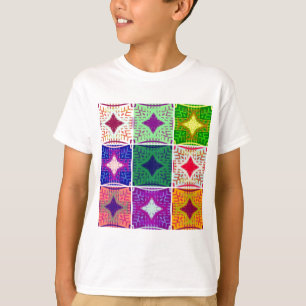Colourful Chequerboard: A Starry Design T-Shirt