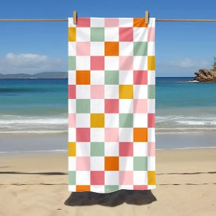 Colourful Chequerboard Beach Towel