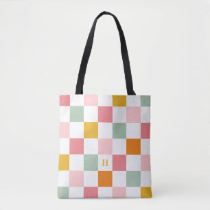 Colourful Chequerboard Monogram Tote Bag
