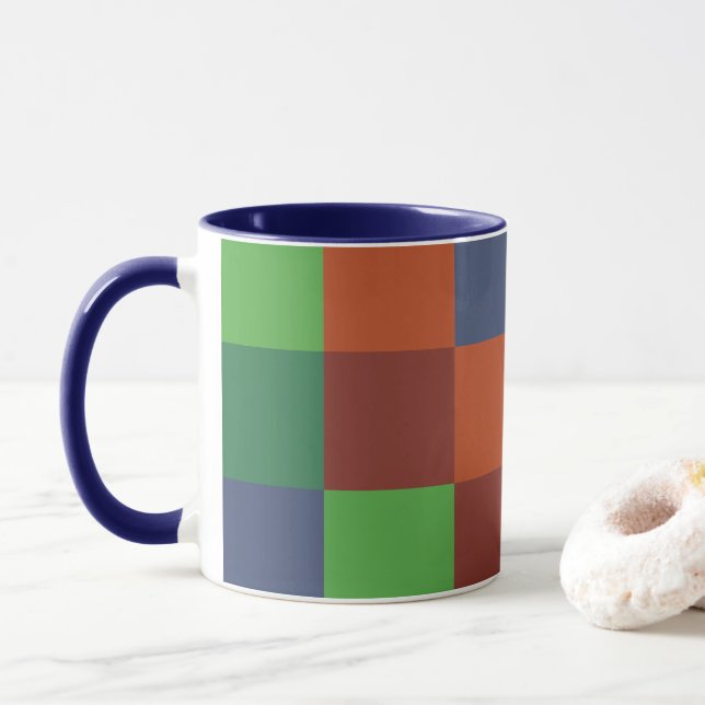 Colourful Chequerboard Mug (With Donut)