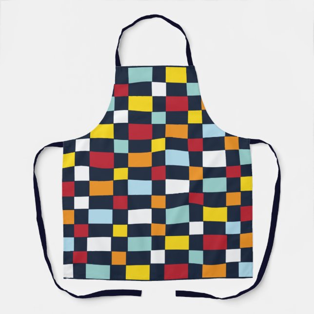 Colourful Chequerboard Pattern Apron (Front)