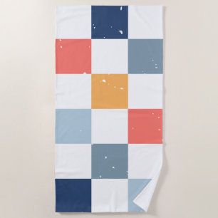 colourful Chequerboard Pattern Beach Towel