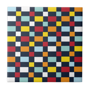 Colourful Chequerboard Pattern  Ceramic Tile