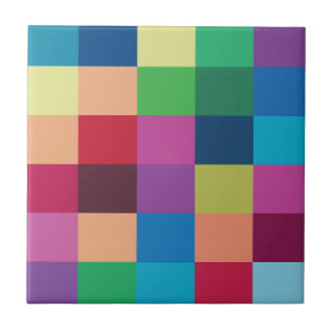 Colourful Chequerboard Pattern Ceramic Tile