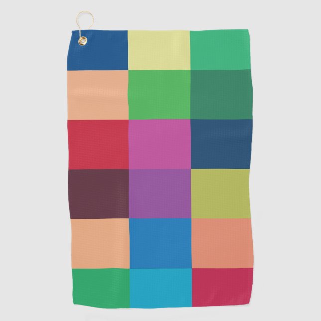 Colourful Chequerboard Pattern Golf Towel (Front)