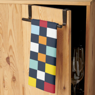 Colourful Chequerboard Pattern Tea Towel