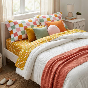Colourful Chequerboard Pillowcase