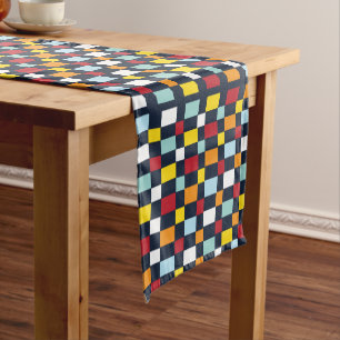 Colourful Chequerboard Short Table Runner