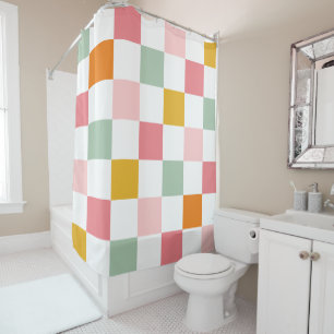 Colourful Chequerboard Shower Curtain