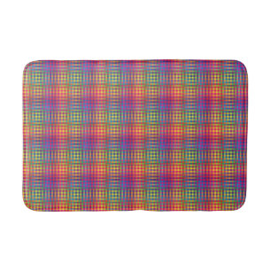 Colourful Chequered Abstract Pattern Bath Mat
