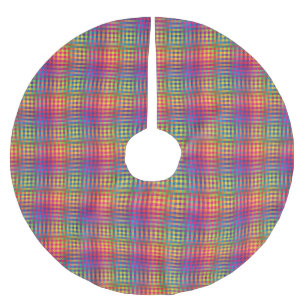 Colourful Chequered Abstract Pattern Brushed Polyester Tree Skirt