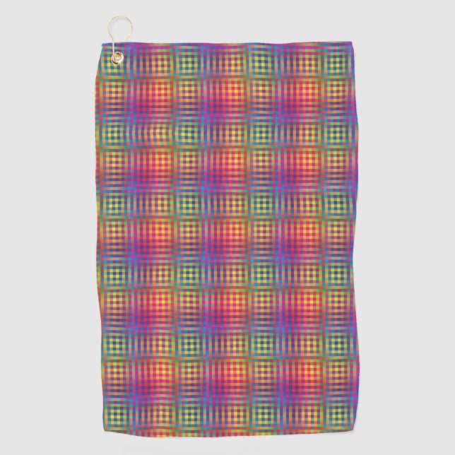 Colourful Chequered Abstract Pattern Golf Towel (Front)