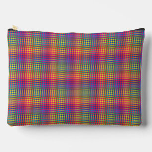 Colourful Chequered Abstract Pattern Large Accessory Pouch