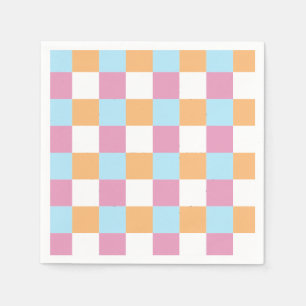 Colourful Chequered board Pattern Paper Plates Napkin