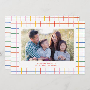 Colourful Chequered Cute Photo Holiday Card