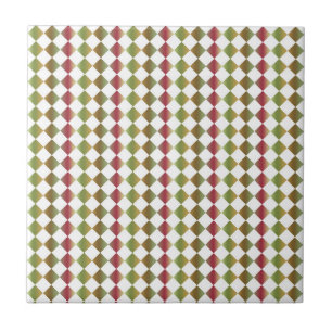 Colourful Chequered Diamond Pattern Ceramic Tile