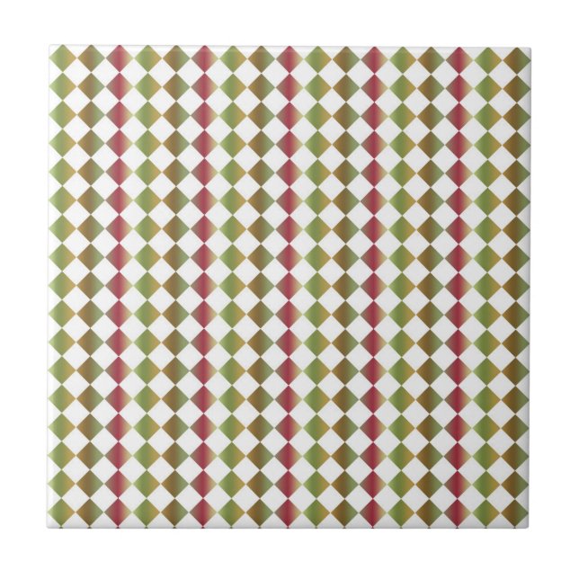 Colourful Chequered Diamond Pattern Ceramic Tile (Front)