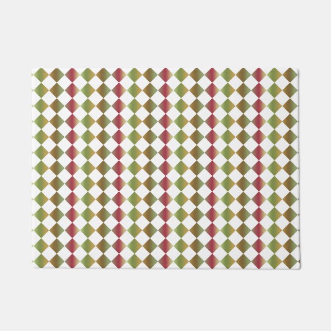 Colourful Chequered Diamond Pattern Doormat (Front)
