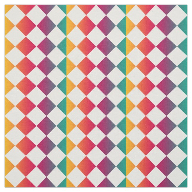 Colourful Chequered Diamond Pattern Fabric (Swatch)